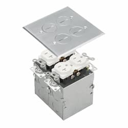 Enerlites Stainless Steel 2-Gang Floor Box with 20A TRWR Duplex Receptacle