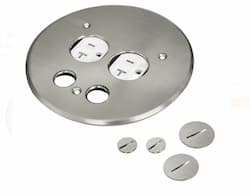 5.5in Flush Round Cover Plate with 20A TRWR Duplex Receptacle, Nickel