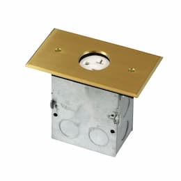 Brass 1-Gang Floor Box w/ 20A TRWR Receptacle