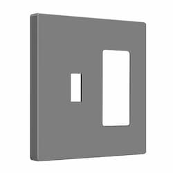 2-Gang Combination Wall Plate, Toggle/Decora, Screwless, Gray