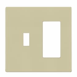 2-Gang Combination Wall Plate, Toggle/Decora, Screwless, Ivory