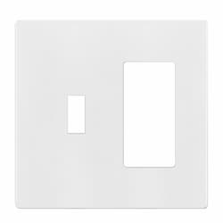 1-Gang Combination Wall Plate, Toggle/Decora, Screwless, White