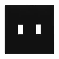 2-Gang Standard Antimicrobial Wall Plate, Toggle, Screwless, Black