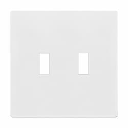 2-Gang Standard Antimicrobial Wall Plate, Toggle, Screwless, White