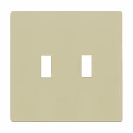 2-Gang Standard Wall Plate, Toggle, Screwless, Ivory