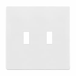 2-Gang Standard Wall Plate, Toggle, Screwless, White