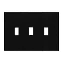 3-Gang Standard Antimicrobial Wall Plate, Toggle, Screwless, Black