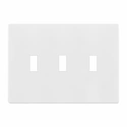 3-Gang Standard Antimicrobial Wall Plate, Toggle, Screwless, White