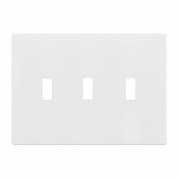 3-Gang Standard Antimicrobial Wall Plate, Toggle, Screwless, White