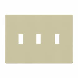 3-Gang Standard Wall Plate, Toggle, Screwless, Ivory