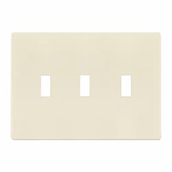 3-Gang Standard Wall Plate, Toggle, Screwless, Light Almond