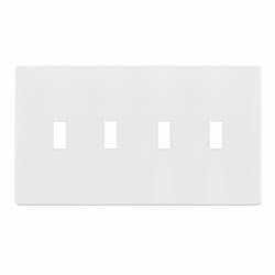4-Gang Standard Antimicrobial Wall Plate, Toggle, Screwless, White