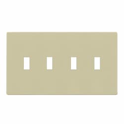 4-Gang Standard Wall Plate, Toggle, Screwless, Ivory