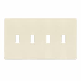 4-Gang Standard Wall Plate, Toggle, Screwless, Light Almond