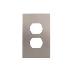 1-Gang Standard Wall Plate, Duplex, Screwless, Nickel