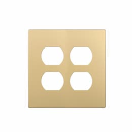 2-Gang Standard Wall Plate, Duplex, Screwless, Gold