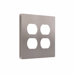 2-Gang Standard Wall Plate, Duplex, Screwless, Nickel