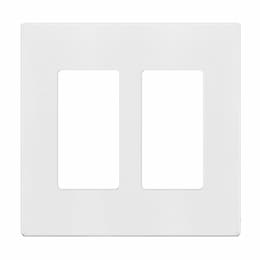 2-Gang Mid-Size Antimicrobial Wall Plate, Decora, Screwless, White