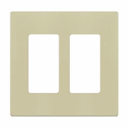 2-Gang Mid-Size Wall Plate, Decora/GFCI, Screwless, Ivory
