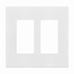 2-Gang Mid-Size Wall Plate, Decora/GFCI, Screwless, White