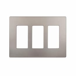 3-Gang Decorator Wall Plate, Screwless, Polycarbonate, Nickel