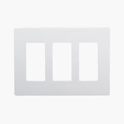 White 3-Gang Standard Size Decorator Screw less Wall plates