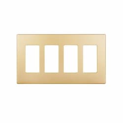 4-Gang Decorator Wall Plate, Screwless, Polycarbonate, Gold