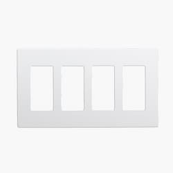 White 4-Gang Standard Size Decorator Screw less Wall plates