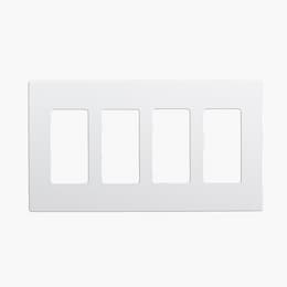 White 4-Gang Standard Size Decorator Screw less Wall plates