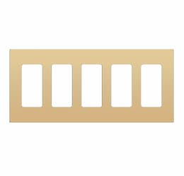 5-Gang Standard Wall Plate, Decora/GFCI, Screwless, Gold