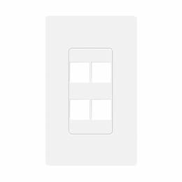 1-Gang Standard Wall Plate, 4 Multimedia Ports, Screwless, White