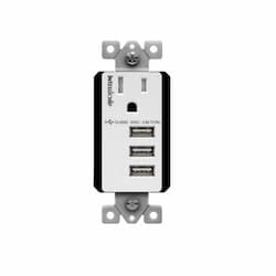 5.8A USB Outlet Module Replacement w/ 15A Receptacle, Gray
