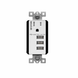 5.8A USB Outlet Module Replacement w/ 15A Receptacle, Gray