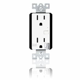 White Wireless Control Smart Meter Duplex Receptacle