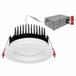 4-in 15W Frosted J-Box Canless Downlight, 1300lm, 120V, 5 CCT, WH