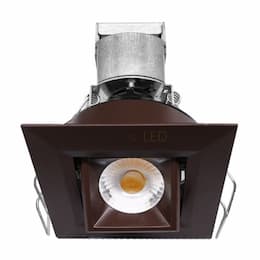 1-in 6W LED Mini Downlight, Gimbal, Square, 550 lm, 12V, 3000K, Bronze