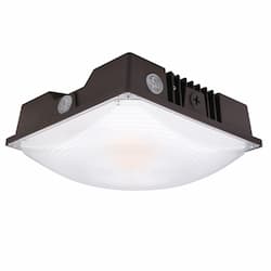 25/40/60W LED Canopy w/ Sensor, Square, 120V-277V, Selectable CCT, BRZ