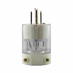 5-15 NEMA Plug, Hospital Grade, 2P/3W, 1 Ph, 125V, Small, Clear