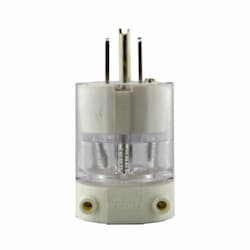 5-20 NEMA Plug, Hospital Grade, 2P/3W, 1 Ph, 125V, Small, Clear