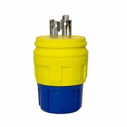 L14-20 NEMA Plug, Watertight, 3P/4W, 1 Ph, 125/250V, Medium, Yellow