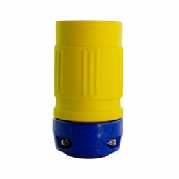 NEMA Connector, Perma-Link, 3P/3W, 1 Ph, 20A, 125/250V, Medium, Yellow