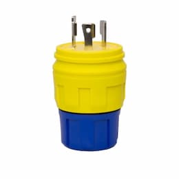 L6-30 NEMA Plug, Watertight, 2P/3W, 1 Ph, 250V, Medium, Yellow