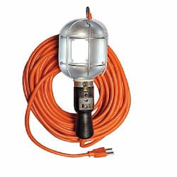 25-ft 100W Handlamp, 5-15P Plug, Molded 5-15 Side Outlet, SJTW, 16/3 