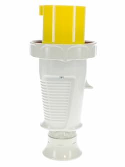 20A Pin & Sleeve Plug, Splash Proof, 125V, 1PH, 2P/3W, Yellow & Gray