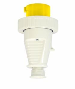 20A Pin & Sleeve Watertight Plug, 1PH, 2P/3W, 125V, Yellow & Gray