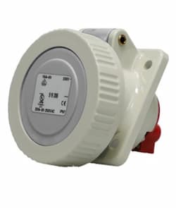 20A Pin & Sleeve Splash-Proof Angled Receptacle, 1PH, 2P/3W, 125V, YLW