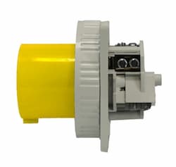 30A Pin & Sleeve Straight Inlet, 125V, 1PH, 2P/3W, Yellow & Gray