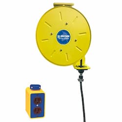 25-ft Retractable Reel, NEMA 20A & 5-15R DPLX (2), 12/3 AWG, 15V