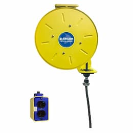 25-ft Retractable Reel, NEMA 20A Plug & Duplex (2), 12/3 AWG, 125V