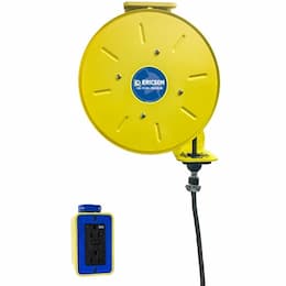 30-ft Retractable Reel, NEMA 20A Plug & Manual GFCI DPLX (2), 12/3 AWG